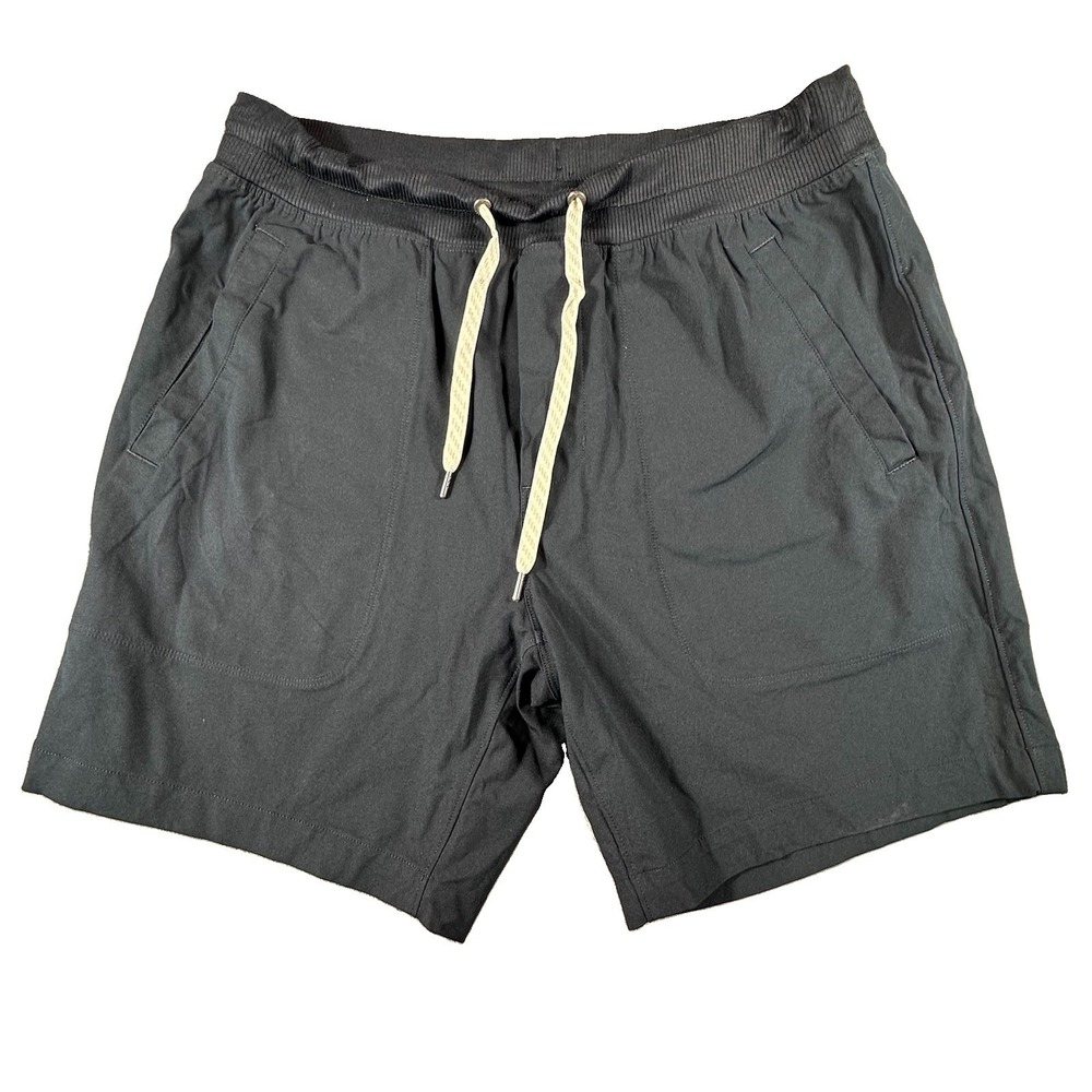 Vuori Men's Meta Shorts Large Black 7" Loose Stretch Running Gym Workout Comfort